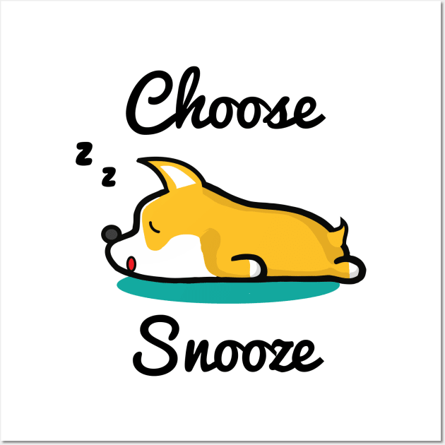 Corgi Choose Snooze – Sleepy dog Wall Art by alltheprints